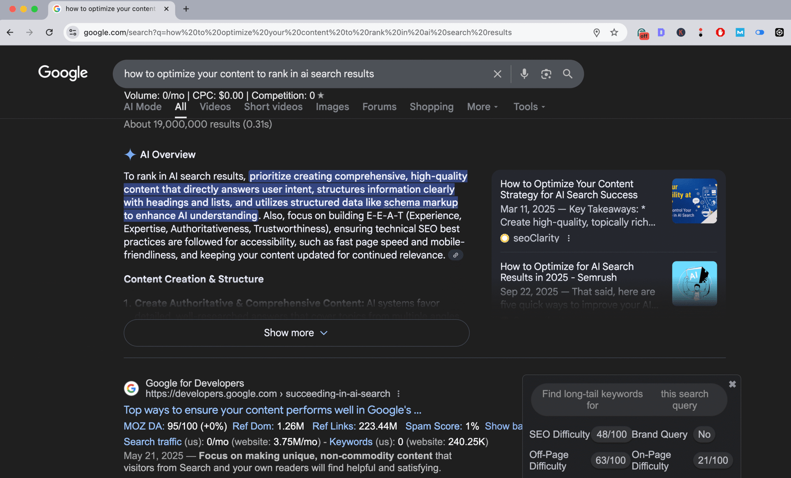 Zero-click answers