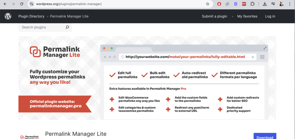 Permanlink Manager Lite Plugin