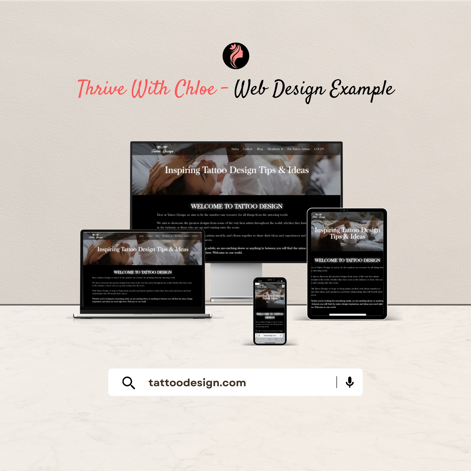 Thrive WIth Chloe web design tattoodesign